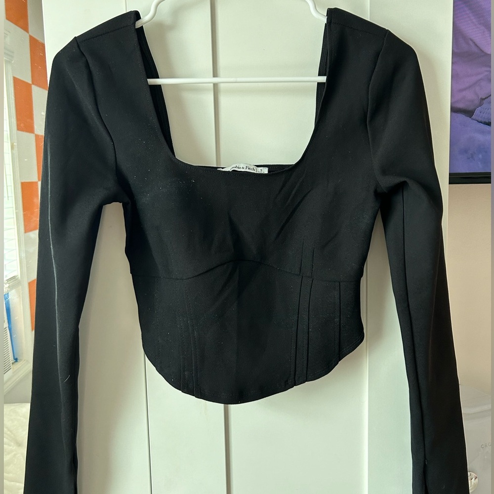 Abercrombie Black Scoop Neck Long Sleeve